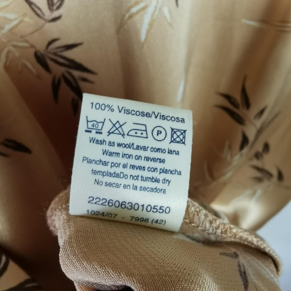 Vintage y2k dorothy perkins gold satin midi dress uk 12 side slits leaf print - Picture 7 of 8